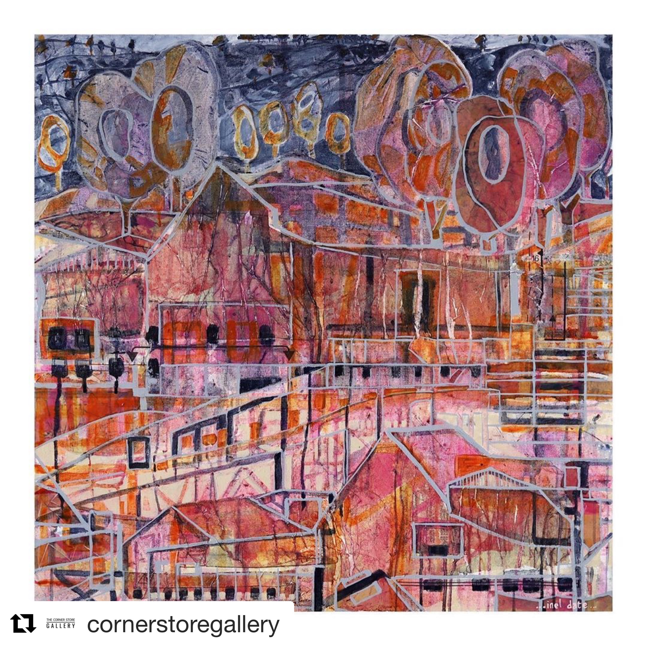 Shed 16, Layers & Light Series, mixed media, SOLD June 2020 The Cornerstore Gallery 